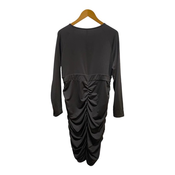 BEIGAI Black Bodycon Ruched Long Sleeve MIDI Dress size 2XL - Picture 8 of 8